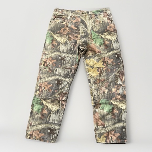 Vintage 90s Wrangler Double Knee Camo Pants 40x32 Made in USA - Picture 1 of 10